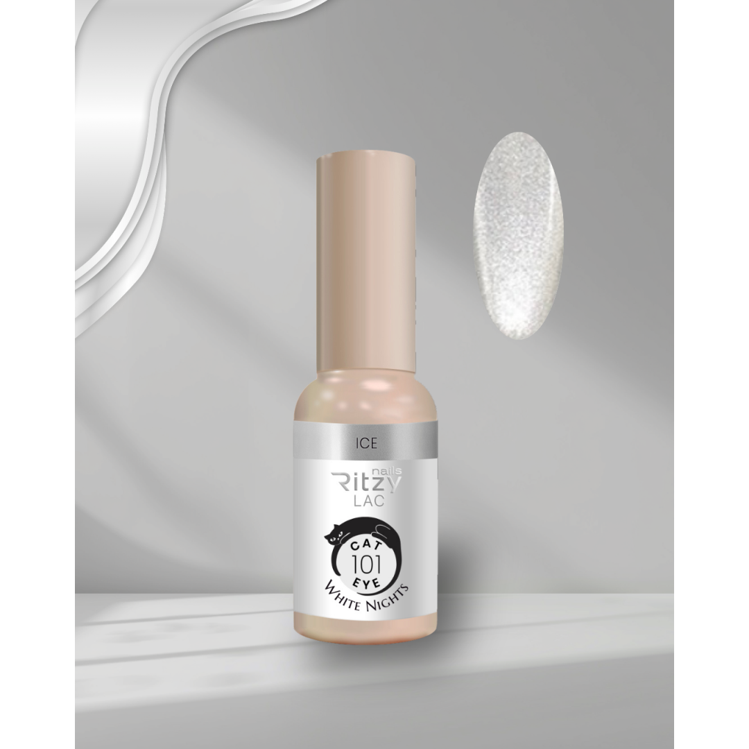 Ritzy Nails gel polish WHITE Cat eye 101 ICE WHITE NIGHTS geelilakka, 9 ml