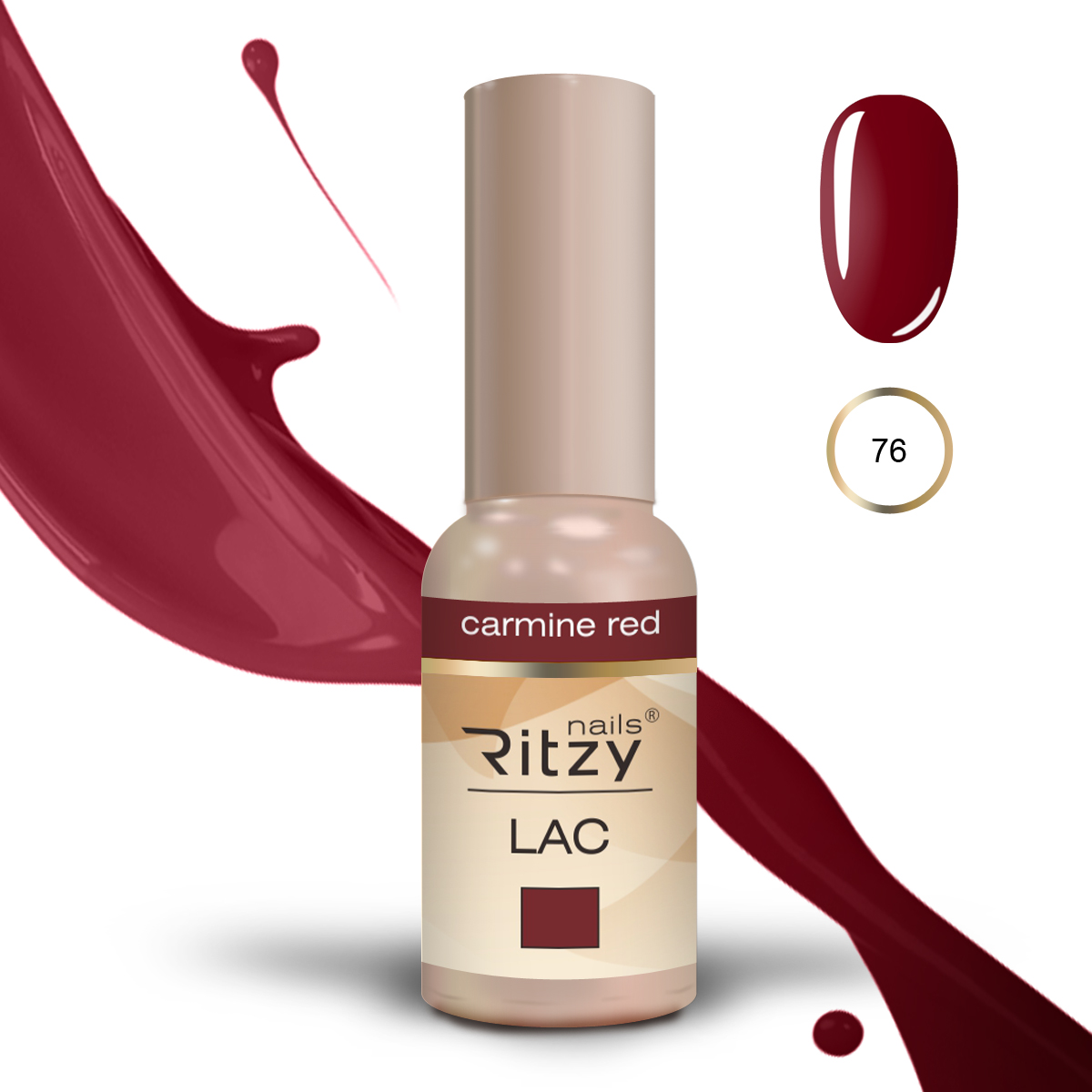 Ritzy Nails gel polish Lac CARMINE RED 76 (TPO FREE) 9 ml, geelilakka